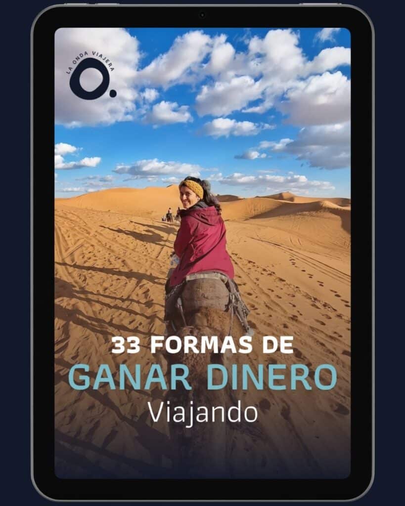 Guía 33 Formas de ganar dinero viajando mockup tablet